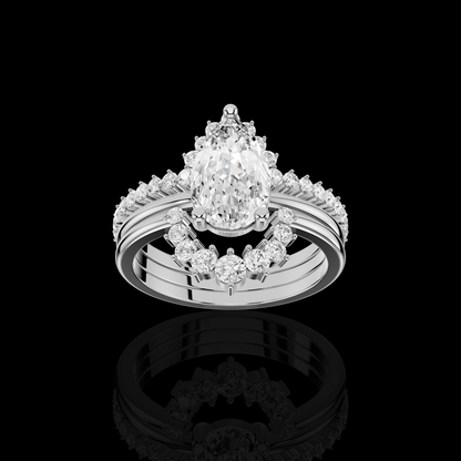 Pear Cut Diamond Ring,Elegant Split Shank Statement Ring, Luxury Fine Jewelry