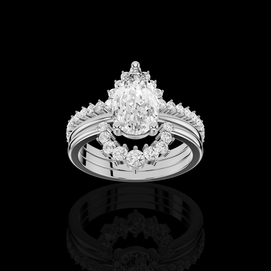 Pear Cut Diamond Ring,Elegant Split Shank Statement Ring, Luxury Fine Jewelry