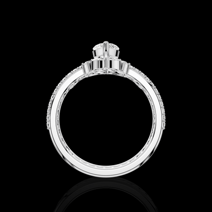Marquise Diamond Ring, Twisted Band Ring, Floral Accent Stone Ring, Elegant Luxury Statement Jewelry
