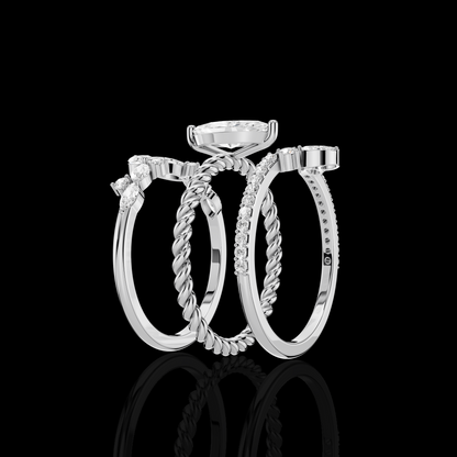 Marquise Diamond Ring, Twisted Band Ring, Floral Accent Stone Ring, Elegant Luxury Statement Jewelry