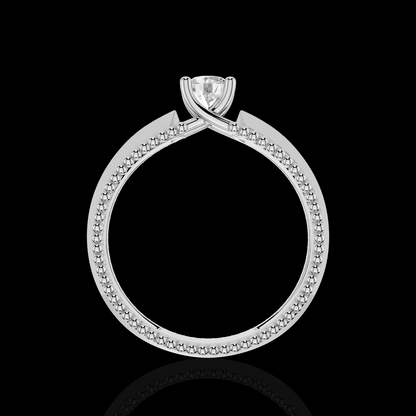 Classic Solitaire Ring with Intricate Beaded Band
