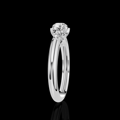 Vintage Inspired Floral Solitaire Ring with Brilliant Center
