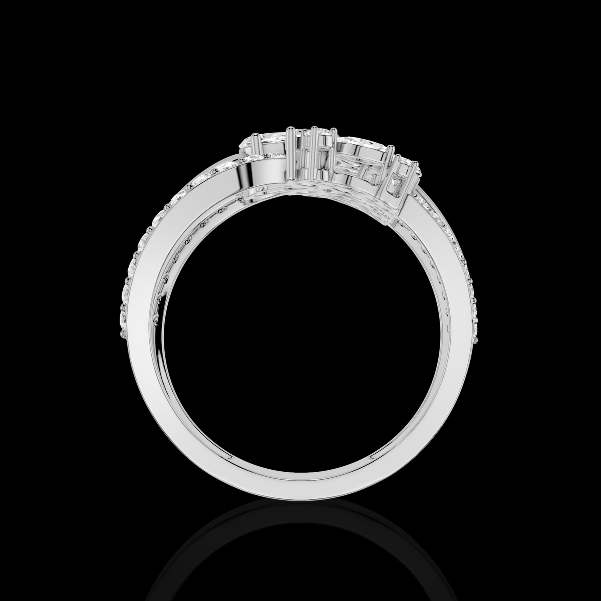 Floral Marquise Diamond Ring, Leaf Cluster Statement Ring, Pave Split Band Ring, Elegant Bridal Jewelry
