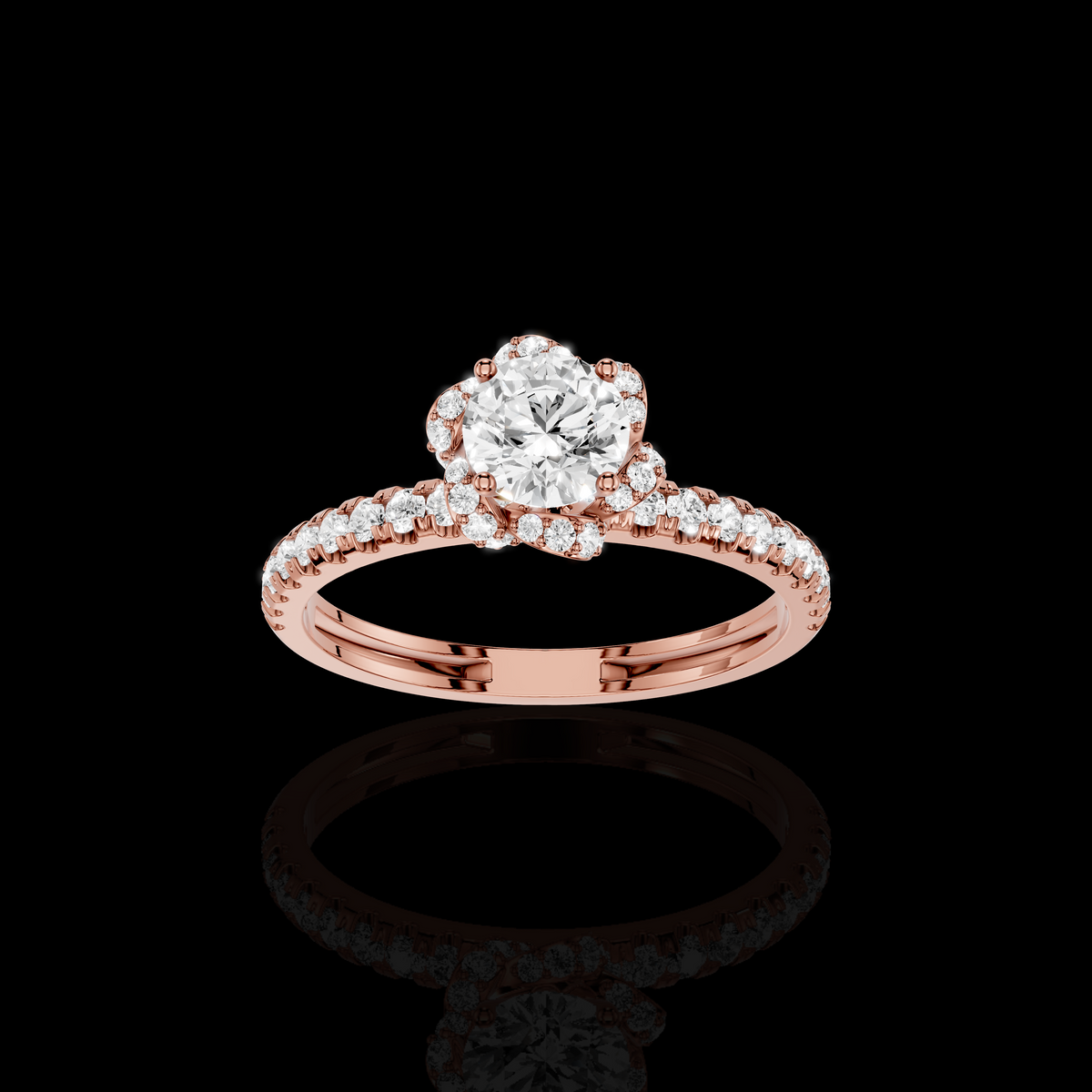 Matisha Round Diamond Halo Engagement Ring