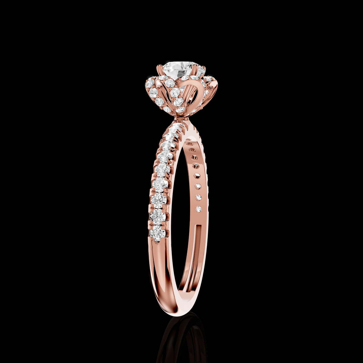 Matisha Round Diamond Halo Engagement Ring