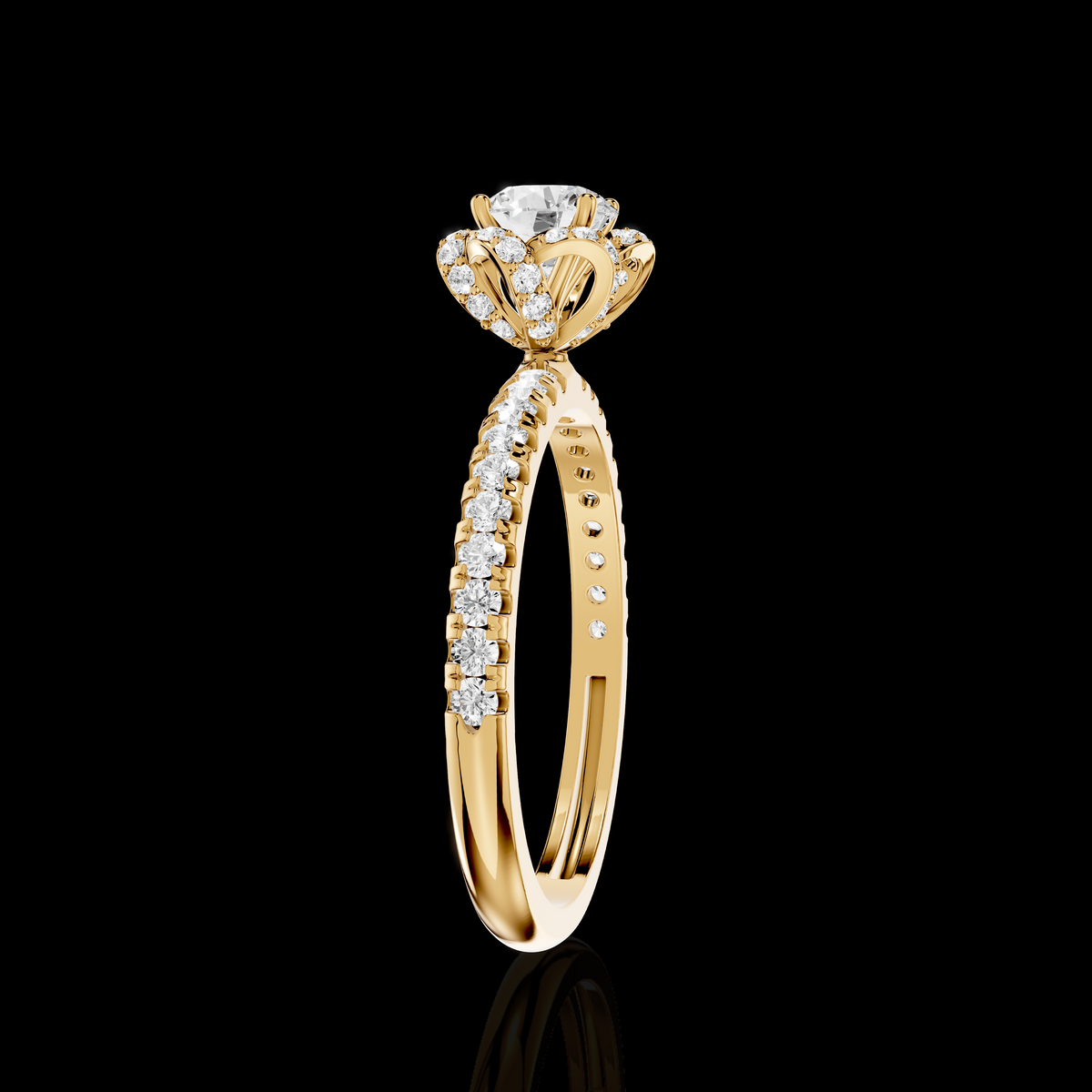Matisha Round Diamond Halo Engagement Ring