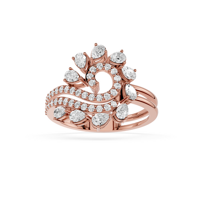 Floral Halo Ring with Sparkling Curved Bands | Matisha Jewels
