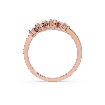 Floral Halo Ring with Sparkling Curved Bands | Matisha Jewels