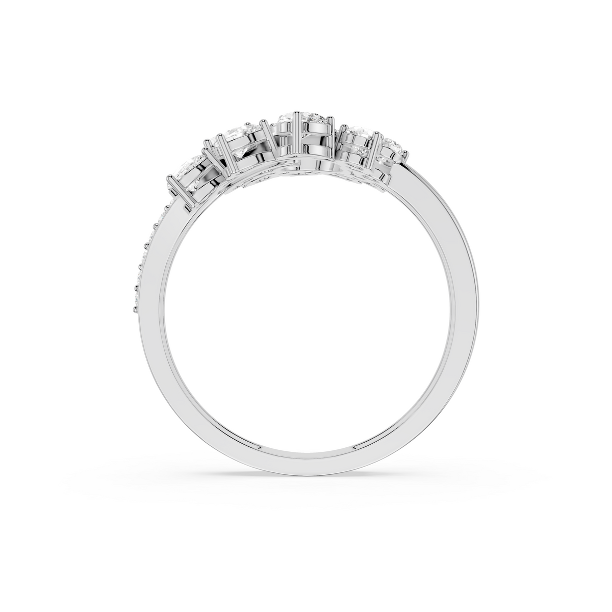 Floral Halo Ring with Sparkling Curved Bands | Matisha Jewels