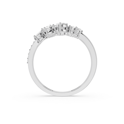 Floral Halo Ring with Sparkling Curved Bands | Matisha Jewels