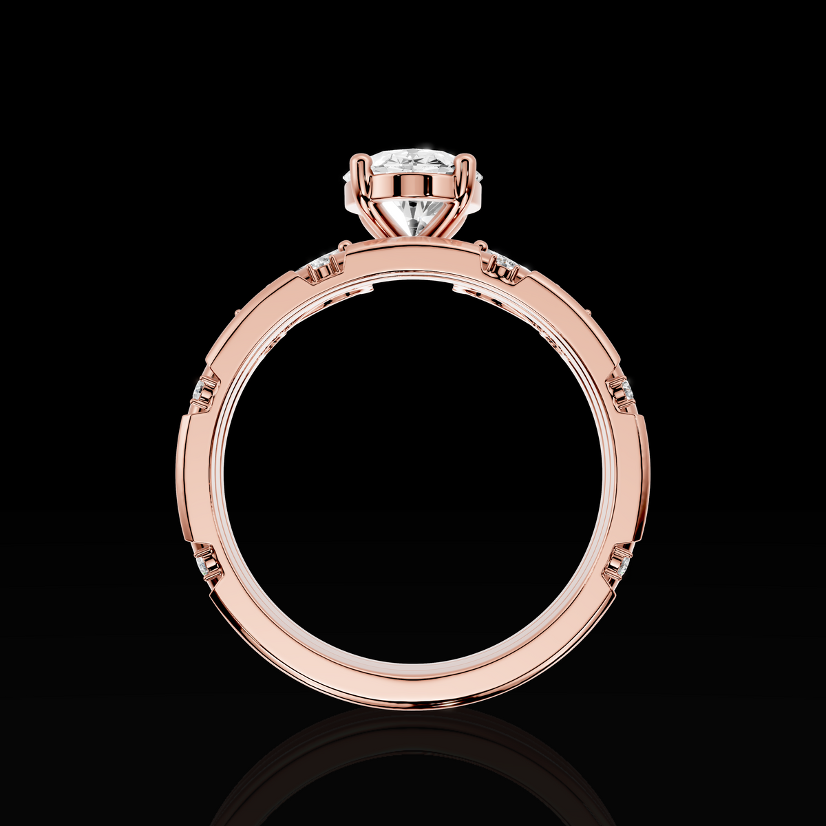 Oval Cut Engagement Ring Set, Floral Accent Bridal Ring, Three Piece Wedding Ring Set