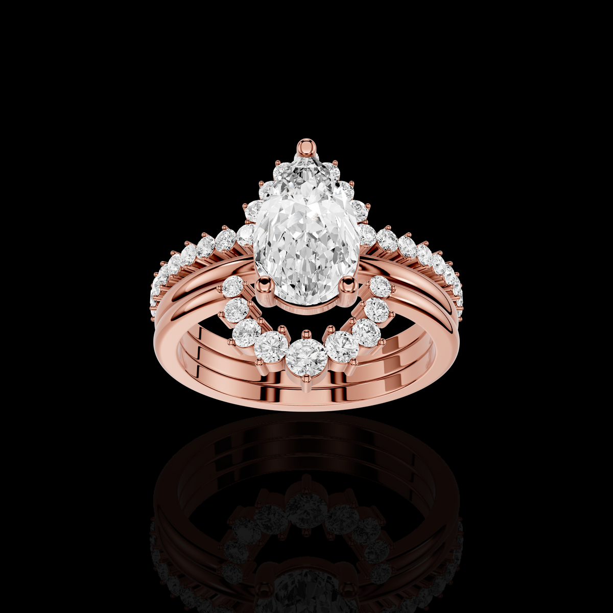 Pear Cut Diamond Ring,Elegant Split Shank Statement Ring, Luxury Fine Jewelry