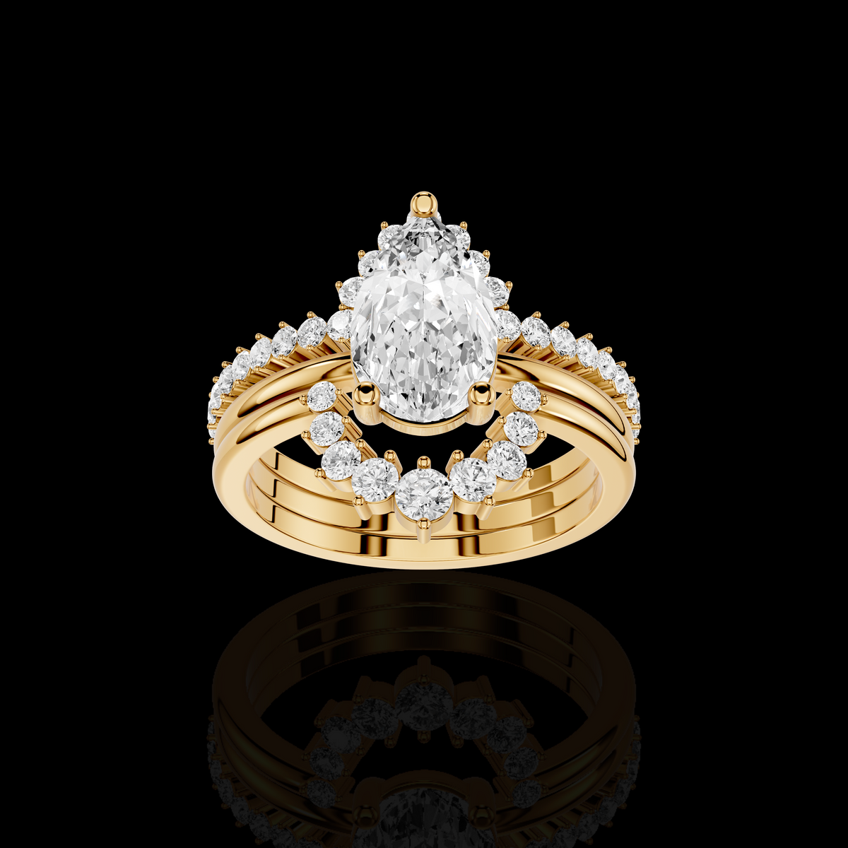 Pear Cut Diamond Ring,Elegant Split Shank Statement Ring, Luxury Fine Jewelry