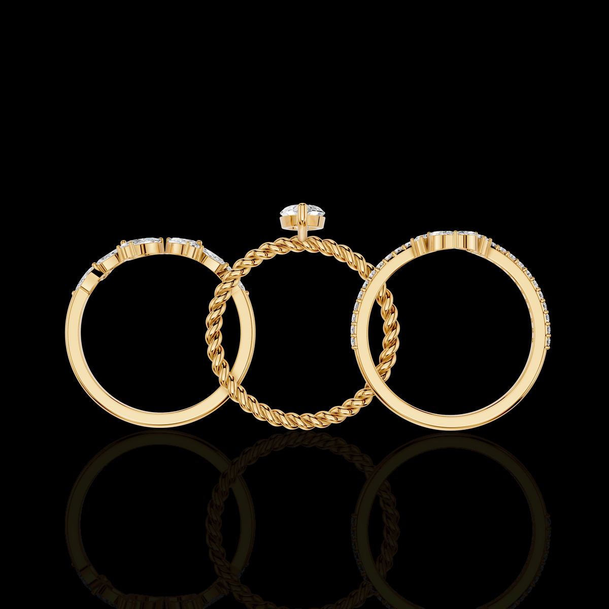 Marquise Diamond Ring, Twisted Band Ring, Floral Accent Stone Ring, Elegant Luxury Statement Jewelry