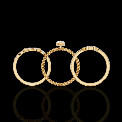 Marquise Diamond Ring, Twisted Band Ring, Floral Accent Stone Ring, Elegant Luxury Statement Jewelry