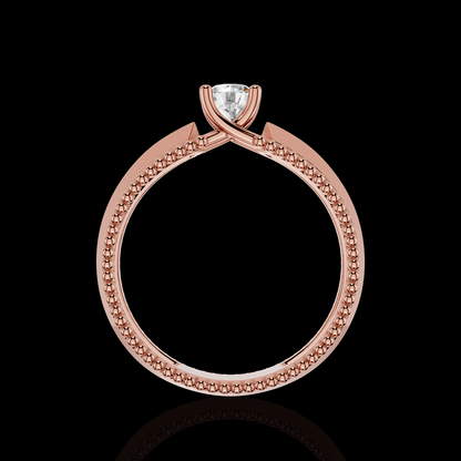 Classic Solitaire Ring with Intricate Beaded Band
