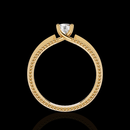 Classic Solitaire Ring with Intricate Beaded Band