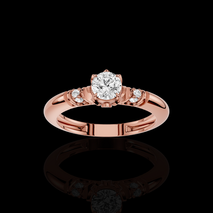 Vintage Inspired Floral Solitaire Ring with Brilliant Center
