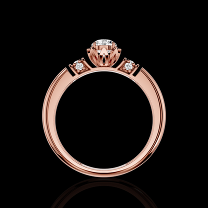 Vintage Inspired Floral Solitaire Ring with Brilliant Center
