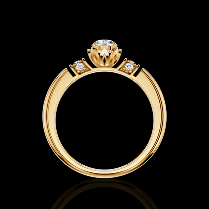 Vintage Inspired Floral Solitaire Ring with Brilliant Center