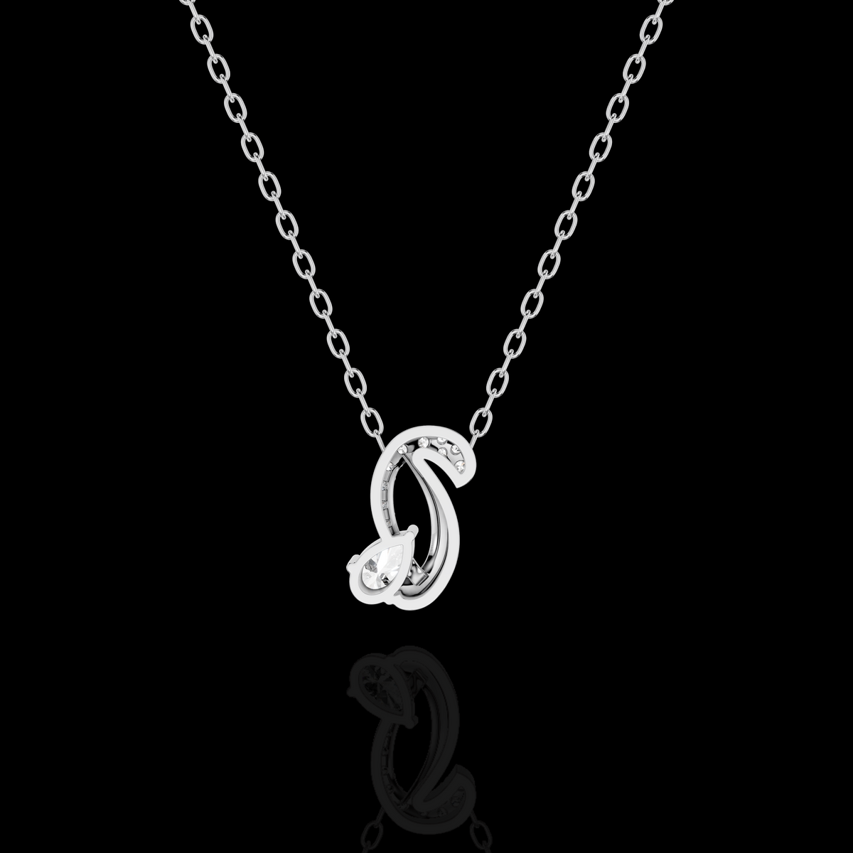 Pear Shape Contemporary Pendant Necklace