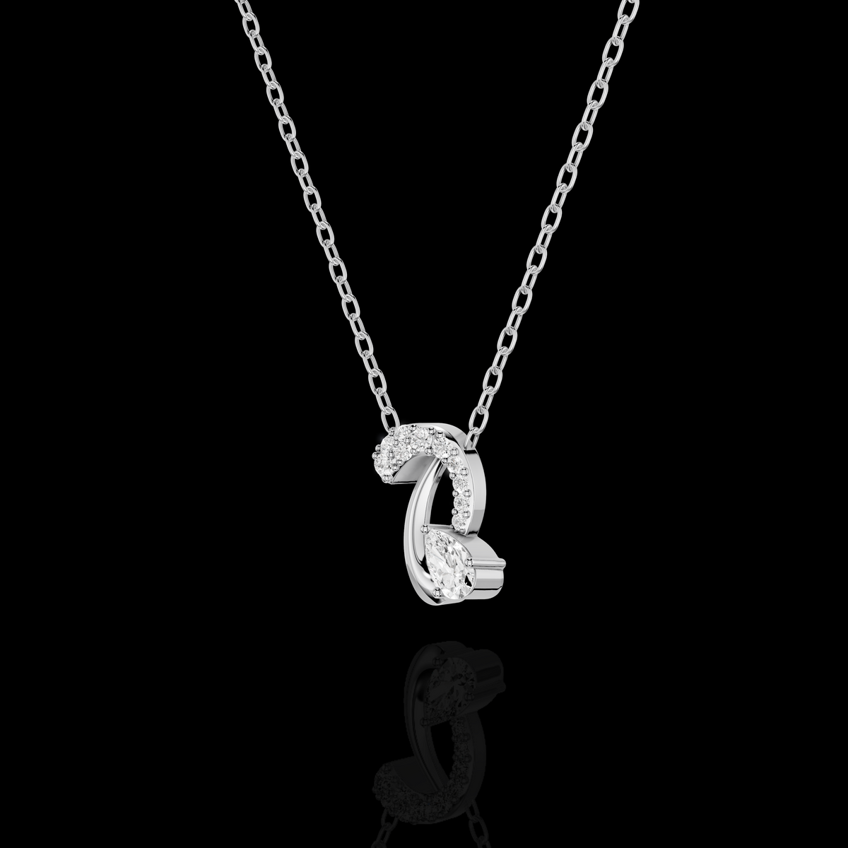 Pear Shape Contemporary Pendant Necklace