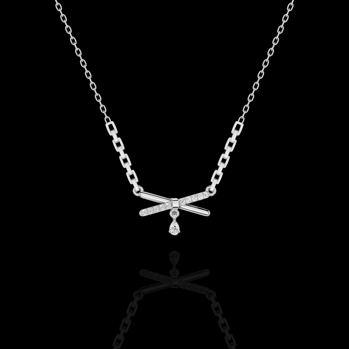 Crisscross Diamond Drop Pendant Necklace | Matisha Jewels