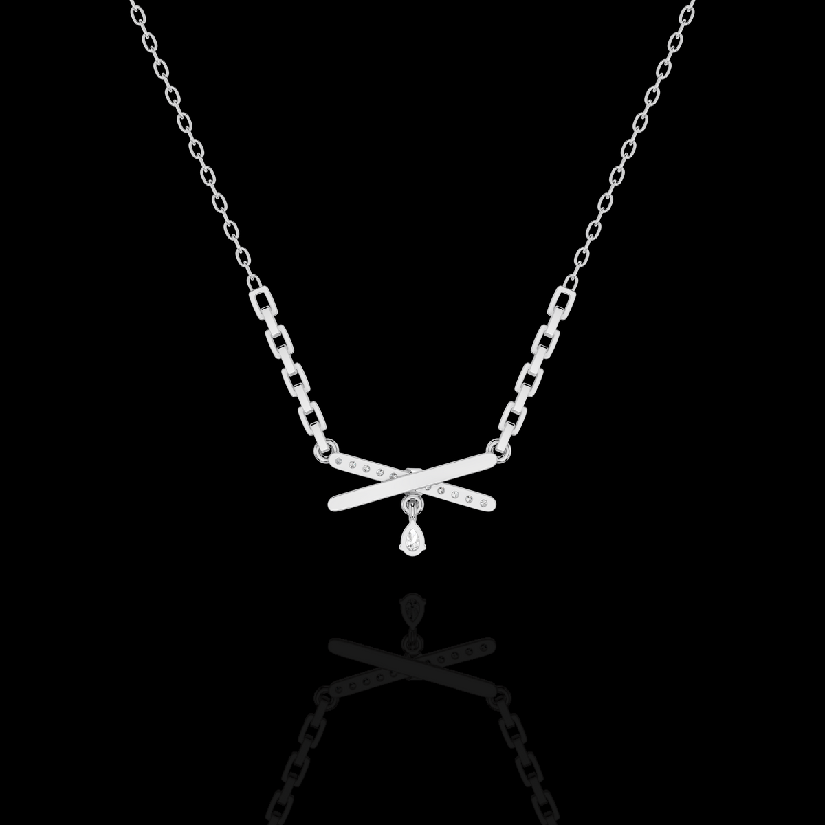 Crisscross Diamond Drop Pendant Necklace | Matisha Jewels