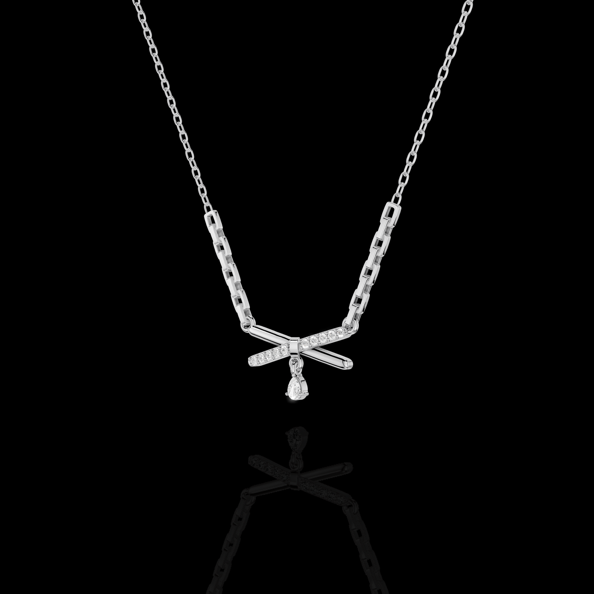 Crisscross Diamond Drop Pendant Necklace | Matisha Jewels