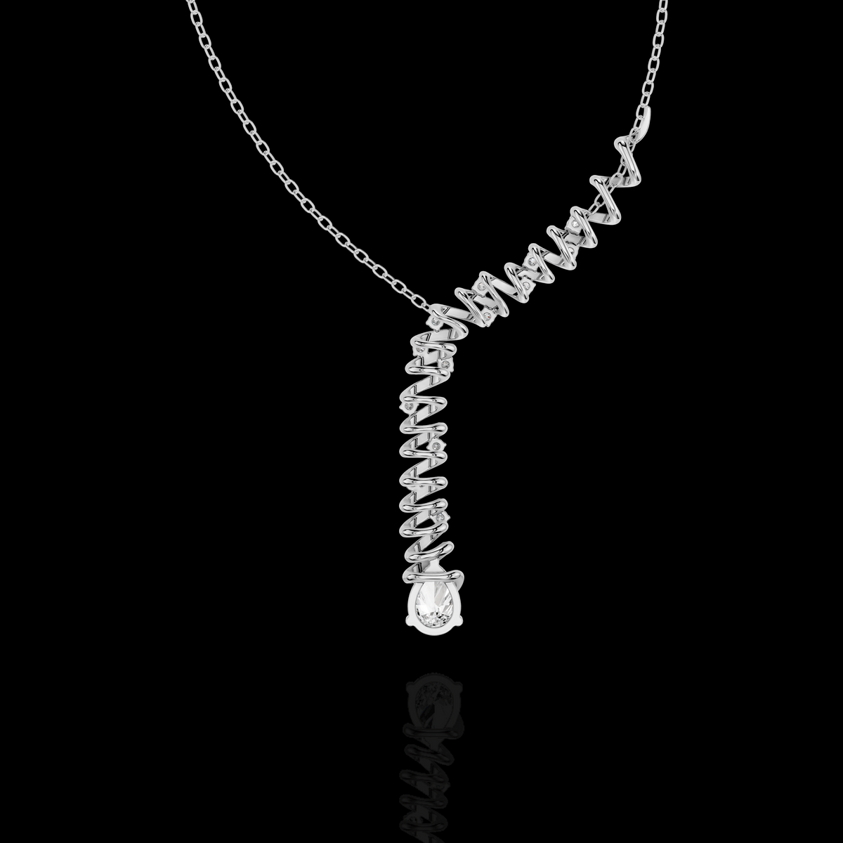 Sophisticated statement with this Spiral Diamond Drop Pendant Necklace