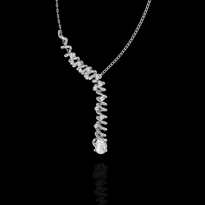 Sophisticated statement with this Spiral Diamond Drop Pendant Necklace