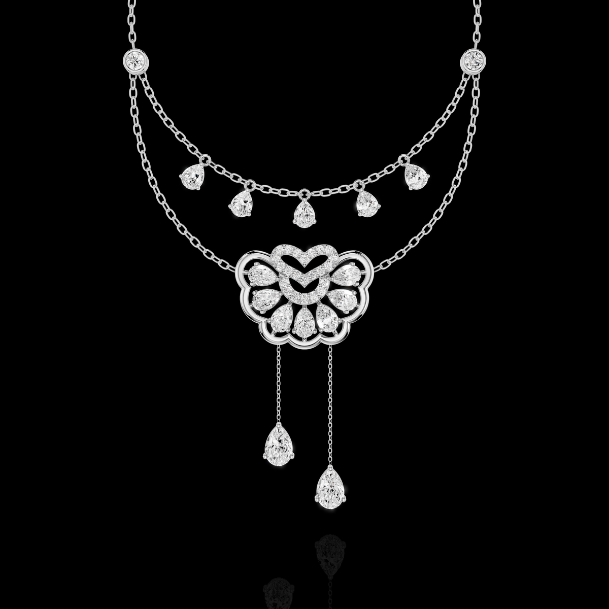 Elysian Bloom Pear Diamond Pendant Necklace