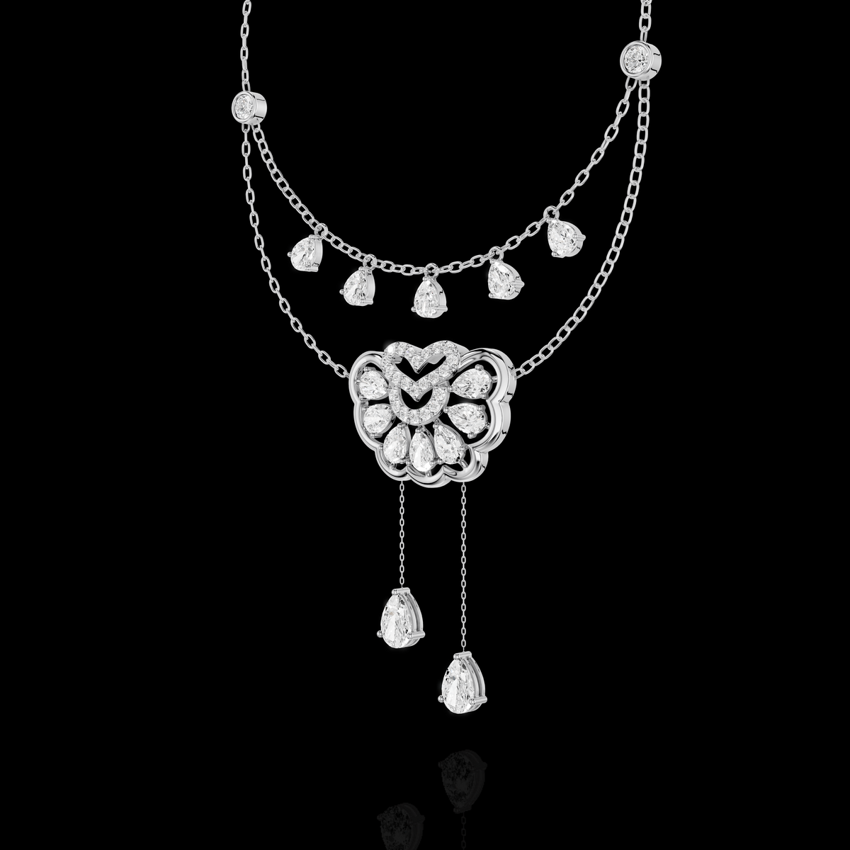 Elysian Bloom Pear Diamond Pendant Necklace
