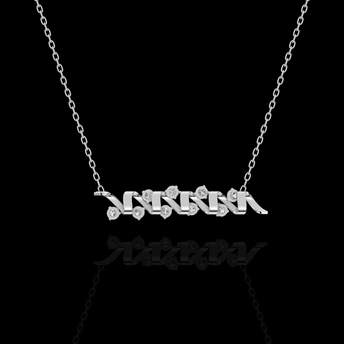 Wave Pendant Necklace, Ribbon Pendant, Round Sparkling Stone Necklace, Modern Elegant Jewelry Gift for Women