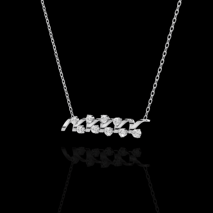 Wave Pendant Necklace, Ribbon Pendant, Round Sparkling Stone Necklace, Modern Elegant Jewelry Gift for Women
