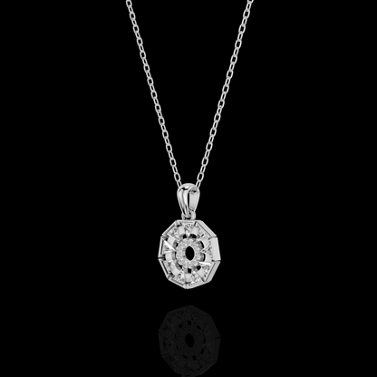 Lab Grown Diamond Trillion Pendant Necklace, Moissanite Geometric Halo Pendant, White Gold Statement Necklace for Women, Gift for Her