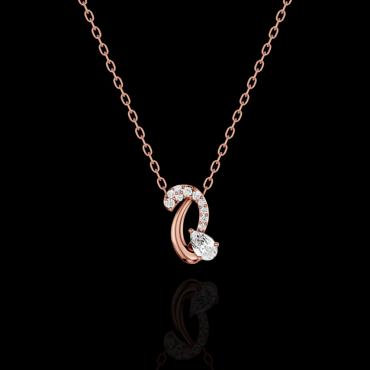Pear Shape Contemporary Pendant Necklace
