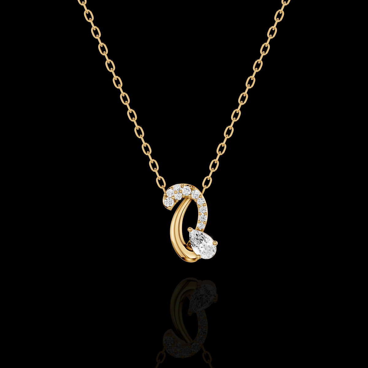 Pear Shape Contemporary Pendant Necklace