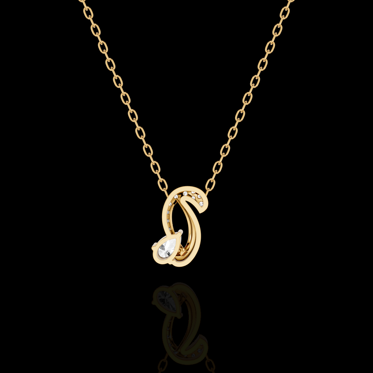 Pear Shape Contemporary Pendant Necklace