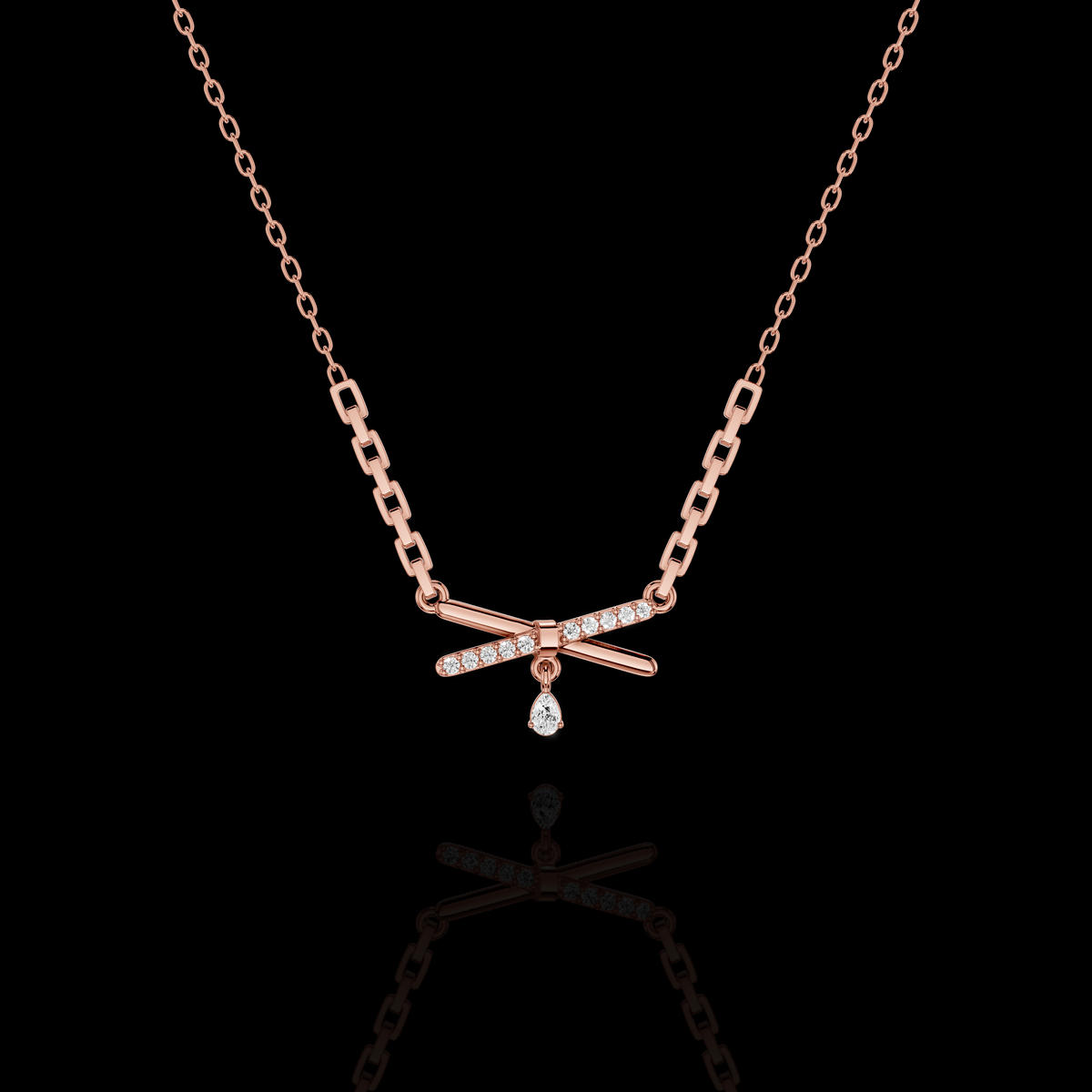 Crisscross Diamond Drop Pendant Necklace | Matisha Jewels