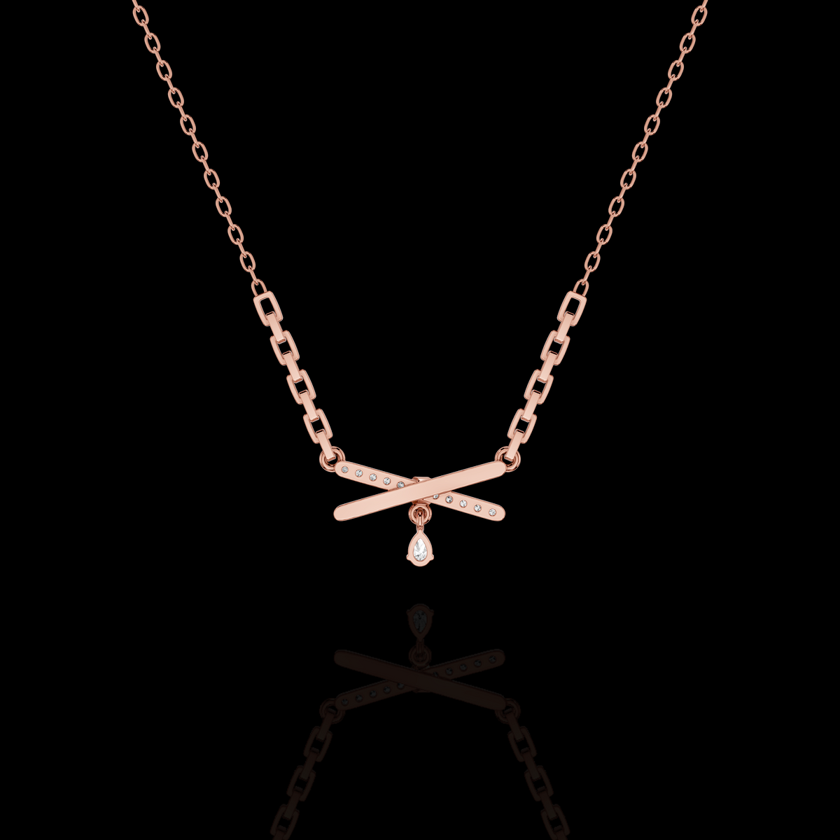 Crisscross Diamond Drop Pendant Necklace | Matisha Jewels