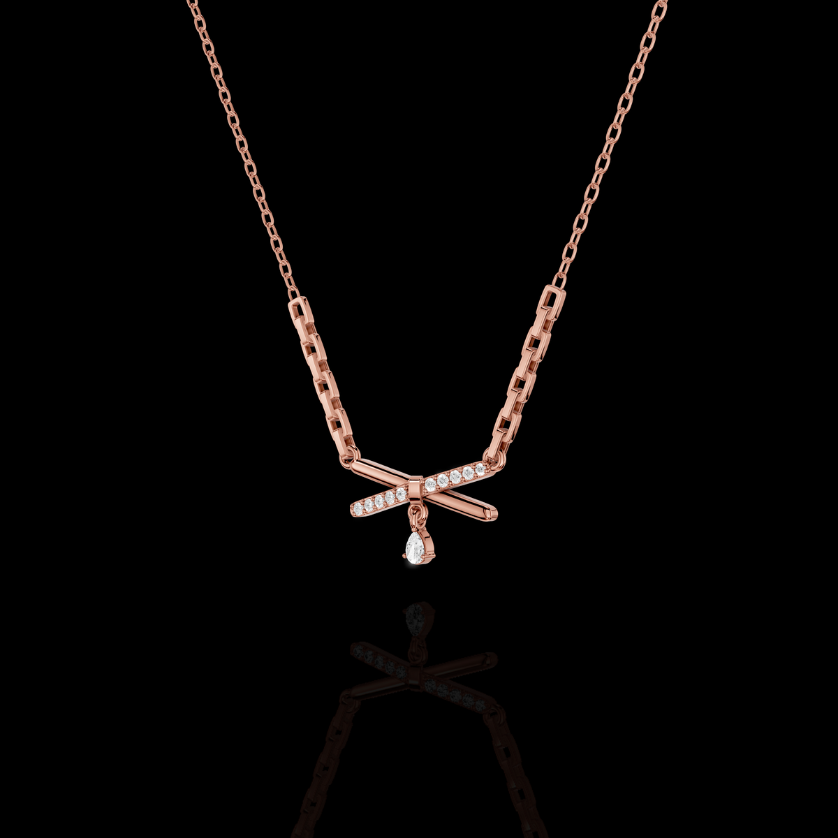 Crisscross Diamond Drop Pendant Necklace | Matisha Jewels