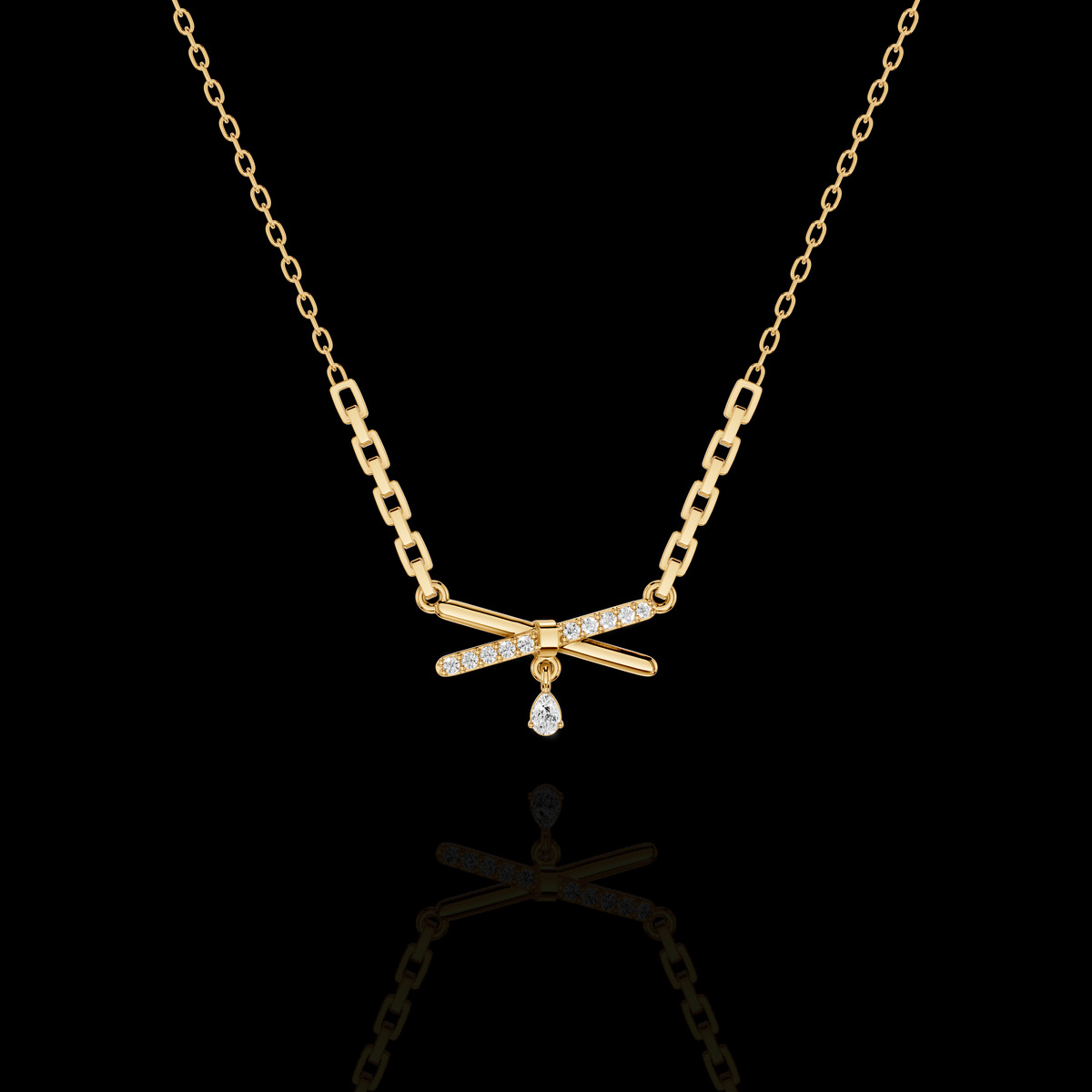 Crisscross Diamond Drop Pendant Necklace | Matisha Jewels