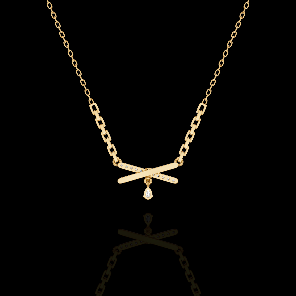 Crisscross Diamond Drop Pendant Necklace | Matisha Jewels