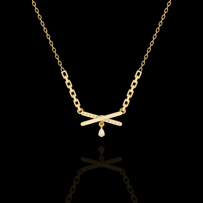 Crisscross Diamond Drop Pendant Necklace | Matisha Jewels