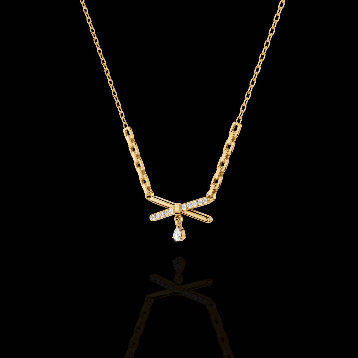 Crisscross Diamond Drop Pendant Necklace | Matisha Jewels