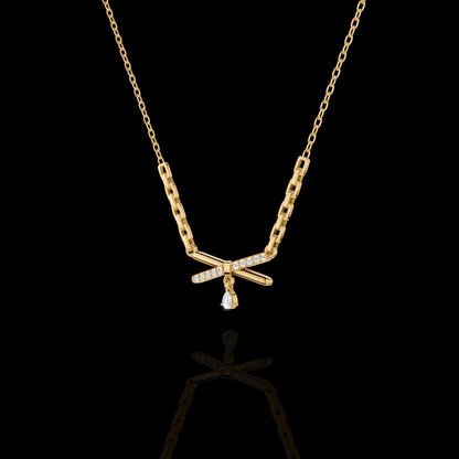 Crisscross Diamond Drop Pendant Necklace | Matisha Jewels