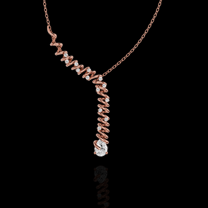 Sophisticated statement with this Spiral Diamond Drop Pendant Necklace