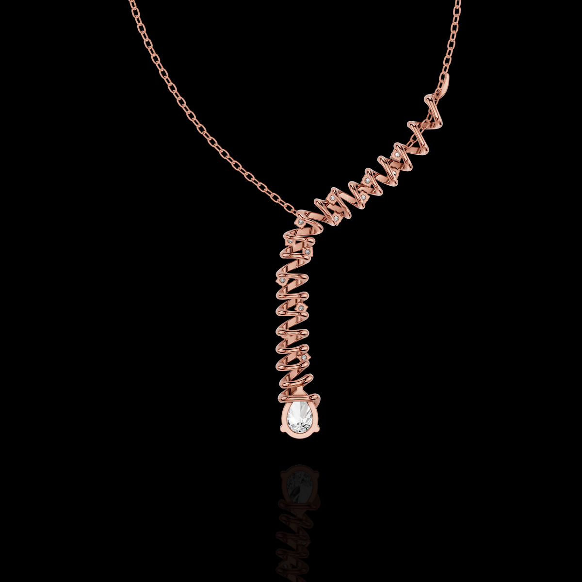 Sophisticated statement with this Spiral Diamond Drop Pendant Necklace