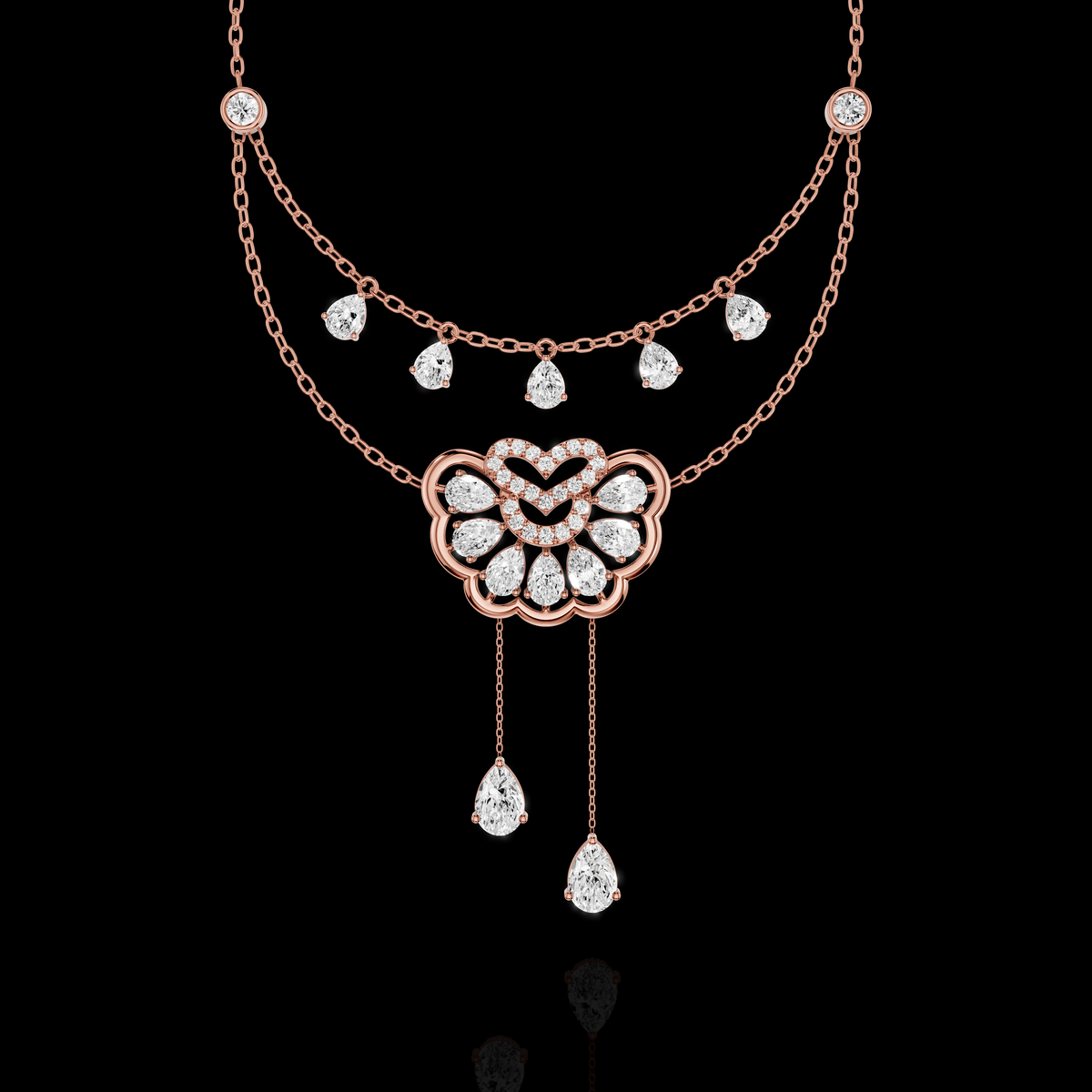 Elysian Bloom Pear Diamond Pendant Necklace